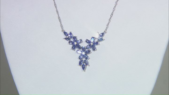 Blue Tanzanite Rhodium Over Sterling Silver Necklace 4.41ctw Video Thumbnail
