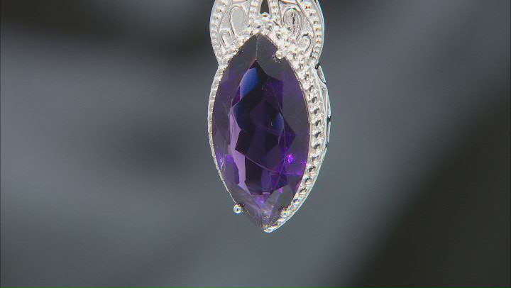 Purple Amethyst Rhodium Over Sterling Silver Pendant With Chain 10.00ctw Video Thumbnail