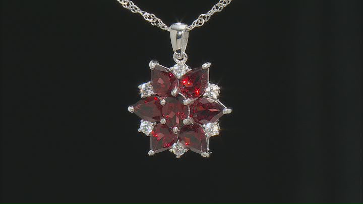 Red Vermelho Garnet(TM) Rhodium Over Sterling Silver Pendant With Chain 5.70ctw Video Thumbnail