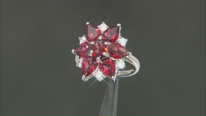 Red Vermelho Garnet(TM) Rhodium Over Sterling Silver Ring 5.71ctw Video Thumbnail