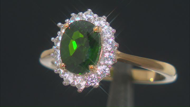Green Chrome Diopside 18k Yellow Gold Over Sterling Silver Ring 1.60ctw Video Thumbnail