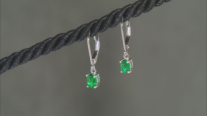 Green Lab Created Emerald Rhodium Over Silver Jewelry Set 1.91ctw Video Thumbnail