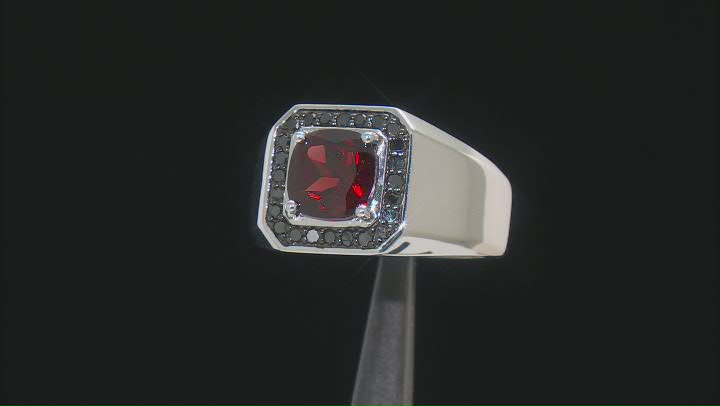 Red Garnet Rhodium Over Sterling Silver Men's Ring 3.00ctw Video Thumbnail