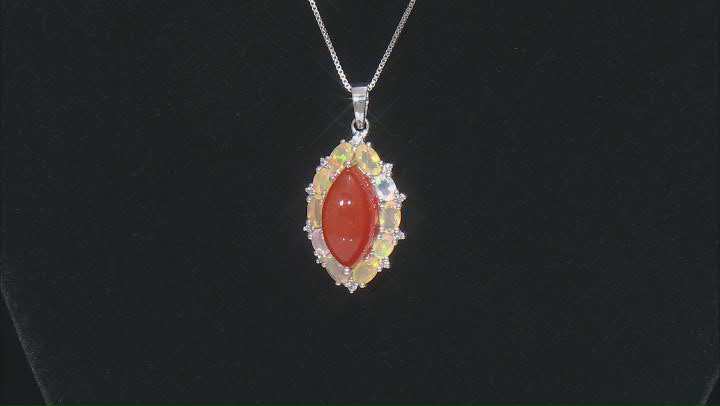Orange Carnelian Sterling Silver Pendant With Chain 1.47ctw Video Thumbnail