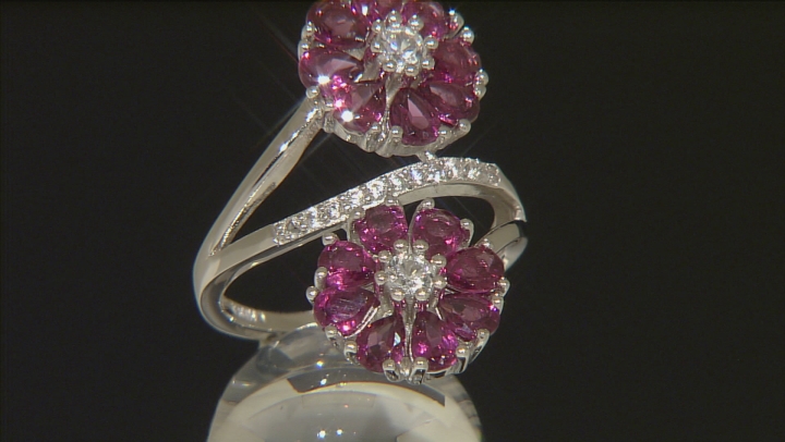 Magenta Rhodium Over Sterling Silver Ring 4.08ctw Video Thumbnail