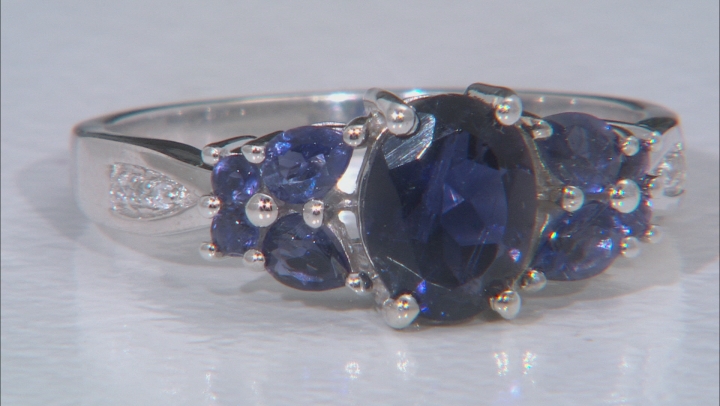 Blue Iolite Rhodium Over Sterling Silver Ring 2.29ctw Video Thumbnail