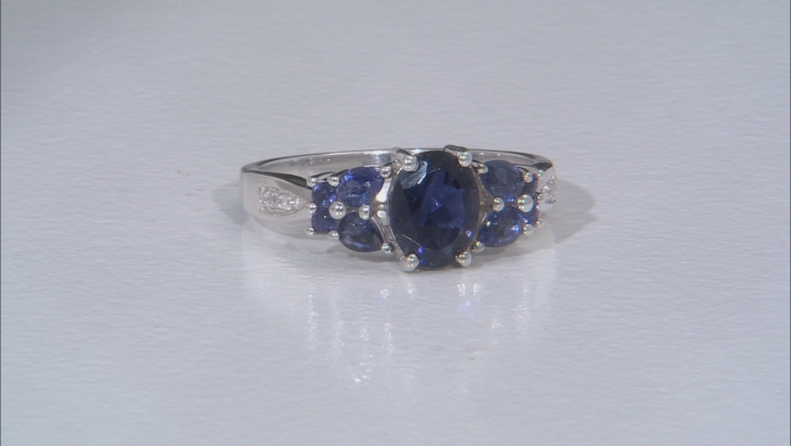 Blue Iolite Rhodium Over Sterling Silver Ring 2.29ctw Video Thumbnail