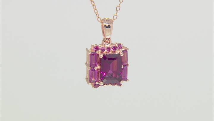 Raspberry Rhodolite 18k Rose Gold Over Sterling Silver Pendant with Chain 2.20ctw Video Thumbnail