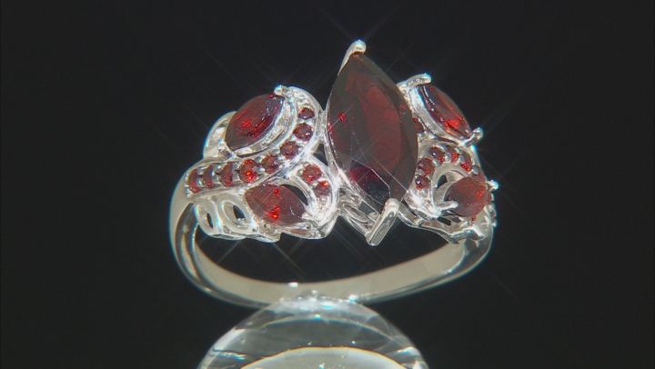 Red Garnet Rhodium Over Sterling Silver Ring 2.44ctw Video Thumbnail