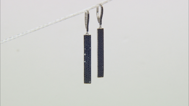 Black spinel rhodium over silver earrings 2.07ctw Video Thumbnail