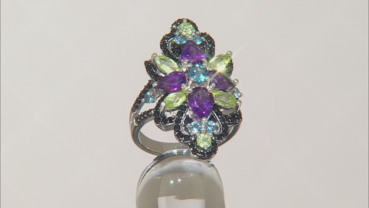 Purple amethyst rhodium over silver ring 4.56ctw Video Thumbnail