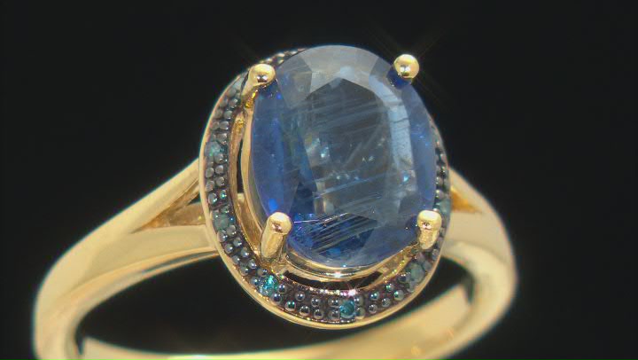 Blue Kyanite 18k Yellow Gold Over Sterling Silver ring 2.74ctw Video Thumbnail