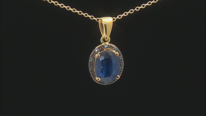 Blue Kyanite 18k Yellow Gold Over Sterling Silver Pendant With Chain 2.74ctw Video Thumbnail