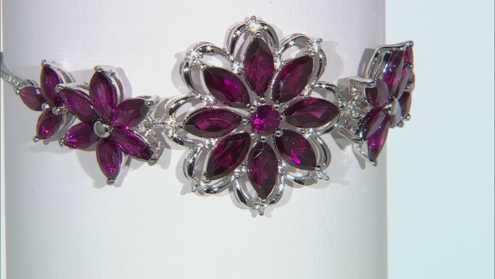 Magenta rhodolite rhodium over silver bolo bracelet 12.33ctw Video Thumbnail