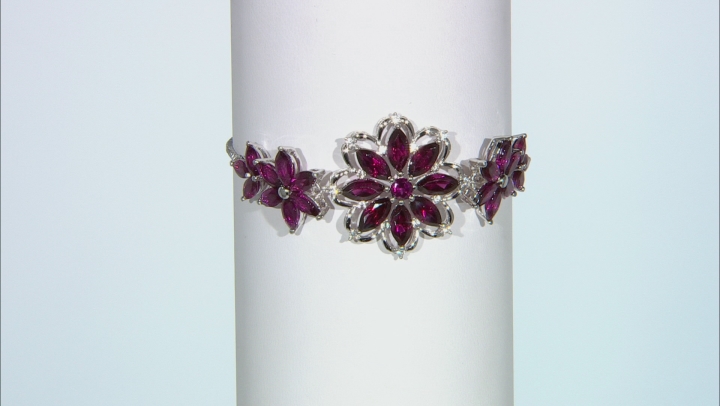 Magenta rhodolite rhodium over silver bolo bracelet 12.33ctw Video Thumbnail