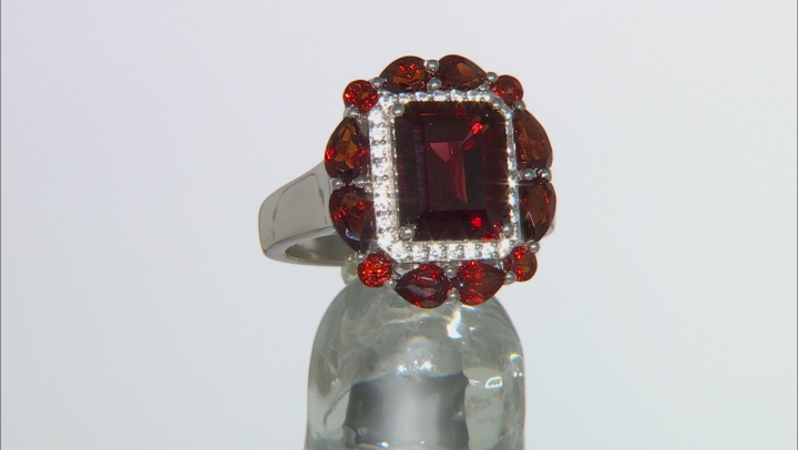 Red garnet rhodium over sterling silver ring 5.88ctw