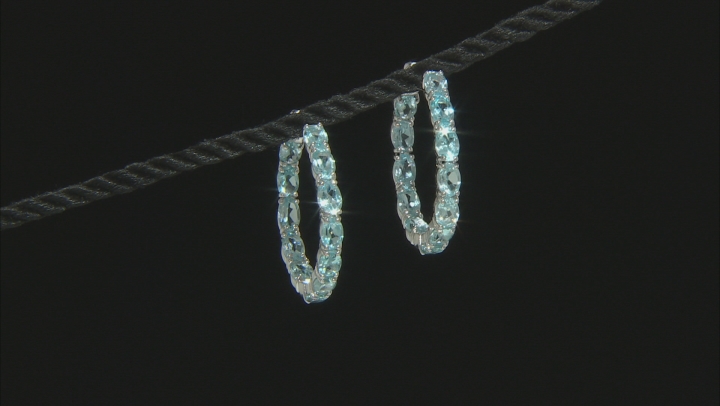Sky Blue Topaz Rhodium Over Sterling Silver Inside Outside Hoop Earrings 11.83ctw Video Thumbnail