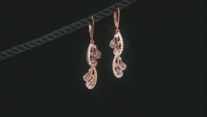 Pink Color Shift Garnet 18k Rose Gold Over Sterling Silver Dangle Earrings 2.34ctw Video Thumbnail