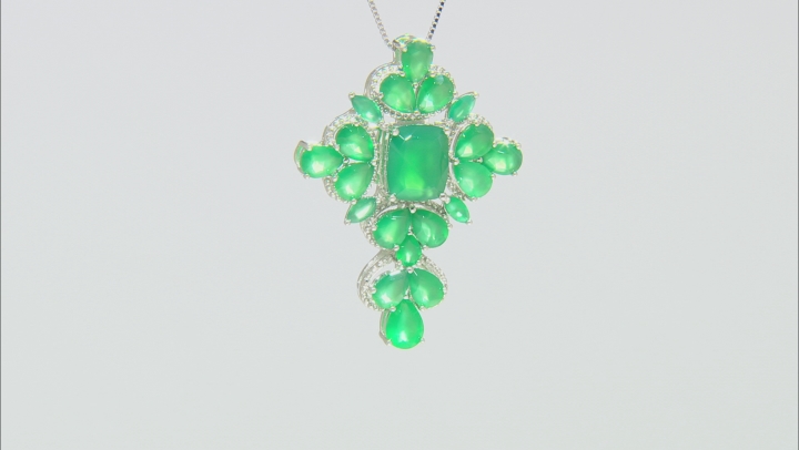 Green onyx rhodium over silver pendant with chain Video Thumbnail