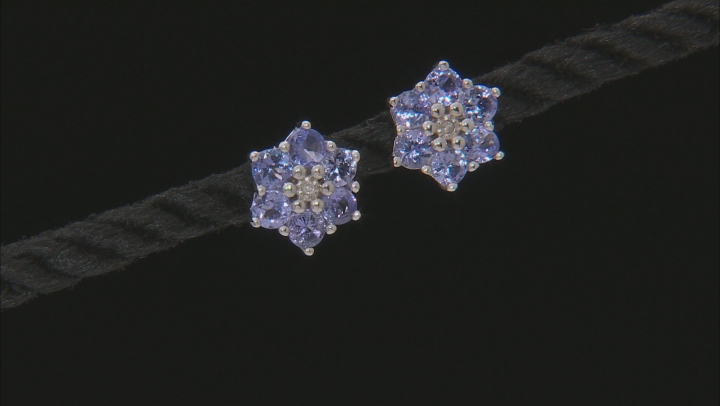 Blue tanzanite rhodium over sterling silver earrings 1.23ctw Video Thumbnail
