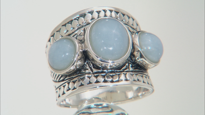 Blue angelite rhodium over sterling silver ring Video Thumbnail