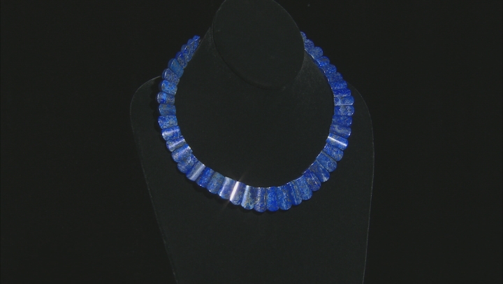 Blue lapis lazuli rhodium over silver necklace Video Thumbnail