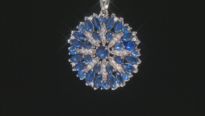 Blue kyanite rhodium over silver pendant with chain 8.84ctw Video Thumbnail