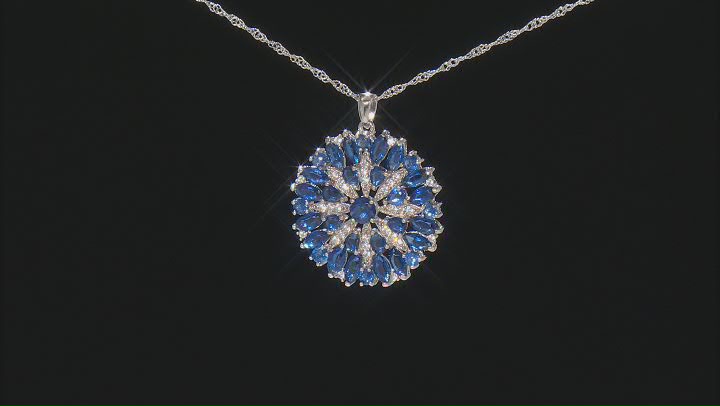 Blue kyanite rhodium over silver pendant with chain 8.84ctw Video Thumbnail