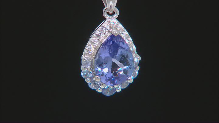 Blue Tanzanite Rhodium Over Sterling Silver Pendant With Chain 1.38ctw Video Thumbnail