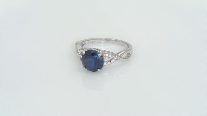Blue Lab Created Sapphire Rhodium Over Sterling Silver Set 8.62ctw Video Thumbnail