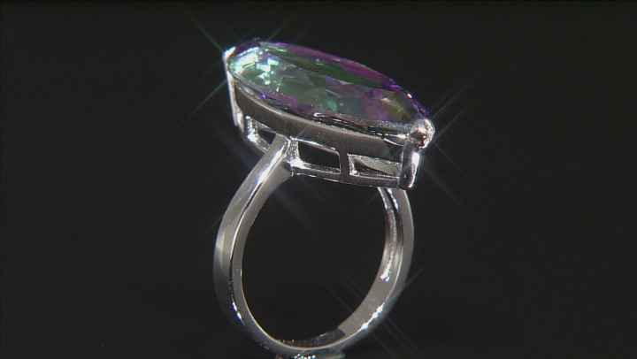 Multi-Color Quartz Rhodium Over Sterling Silver Solitaire Ring 10.50ctw Video Thumbnail