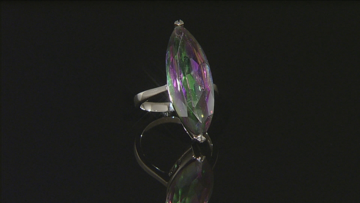 Multi-Color Quartz Rhodium Over Sterling Silver Solitaire Ring 10.50ctw Video Thumbnail