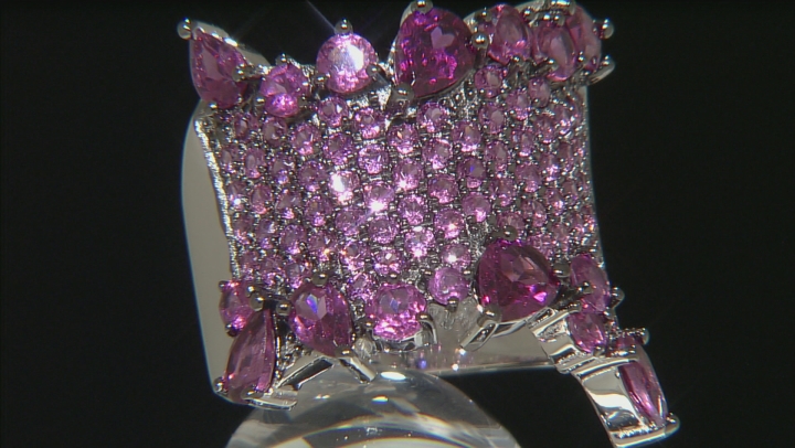 Raspberry Rhodolite Rhodium Over Sterling Silver Ring 4.66ctw Video Thumbnail