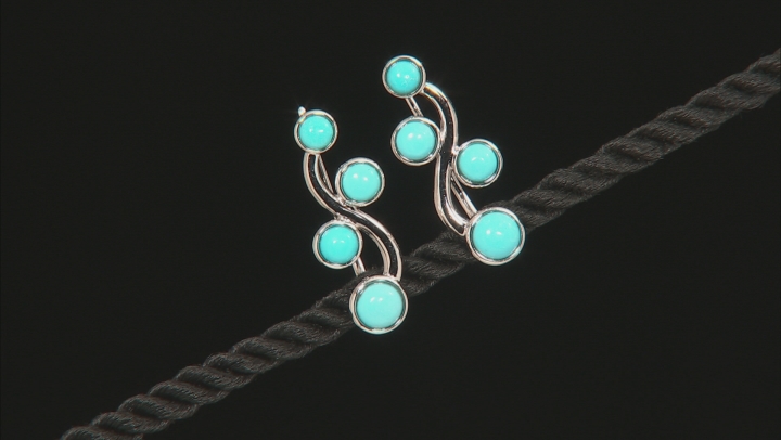 Blue Sleeping Beauty Turquoise Rhodium Over Sterling Silver Climber Earrings Video Thumbnail