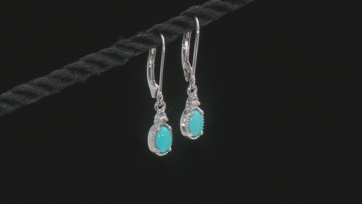 Blue Sleeping Beauty Turquoise Rhodium Over Sterling Silver Jewelry Set Video Thumbnail