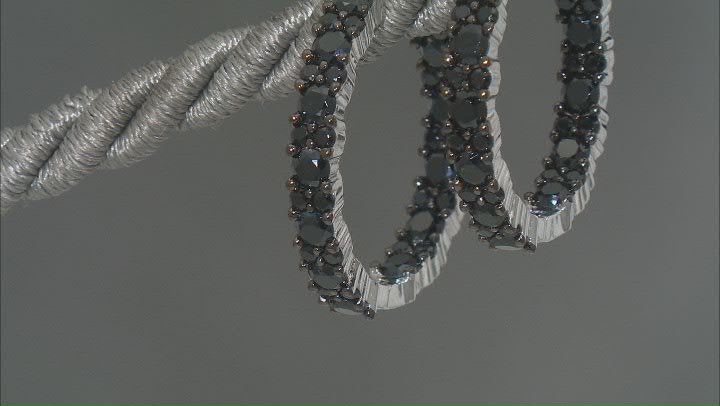 Black Spinel Rhodium Over Sterling Silver Hoop Earrings 4.00ctw Video Thumbnail