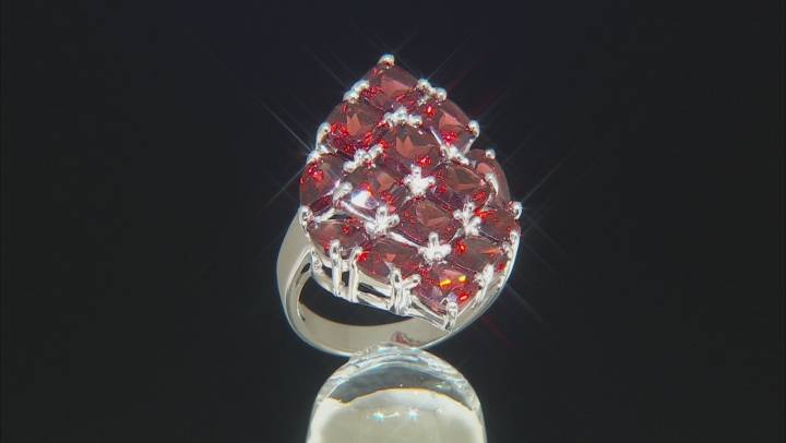 Red Garnet Rhodium Over Sterling Silver Ring 9.55ctw. Video Thumbnail