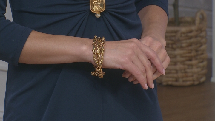 Gold-Tone Three Tier Chain Bracelet Video Thumbnail
