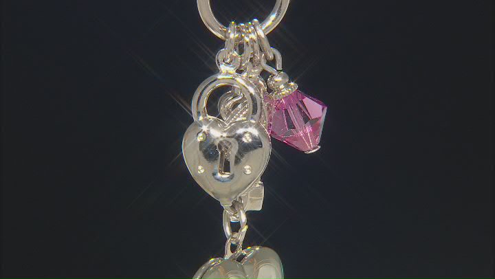 Rose Crystal Silver-Tone Locket Key Chain