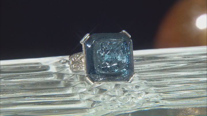 Square Blue Crystal Silver-Tone Ring Video Thumbnail