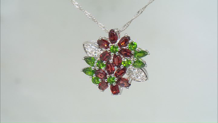 Red Garnet Rhodium Over Sterling Silver Slide With Chain 5.52ctw Video Thumbnail