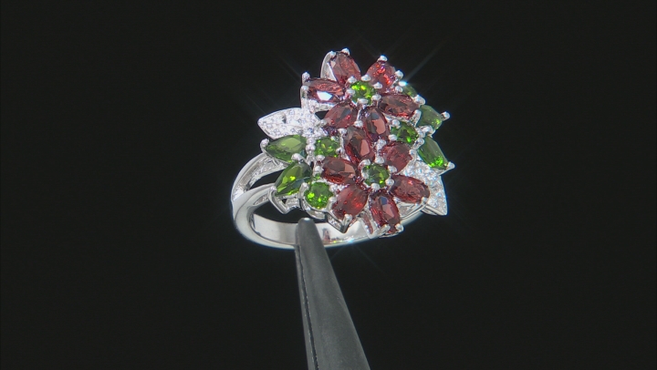 Red Garnet Rhodium Over Sterling Silver Ring .5.41ctw Video Thumbnail