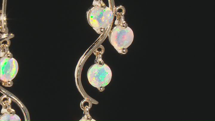 Multi Color Ethiopian Opal 18K Yellow Gold Over Sterling Silver Earrings 1.53ctw Video Thumbnail
