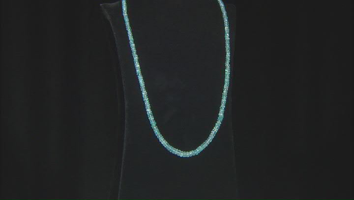 Blue Santa Maria Aquamarine Rhodium Over Sterling Silver Graduated Beaded Necklace Video Thumbnail