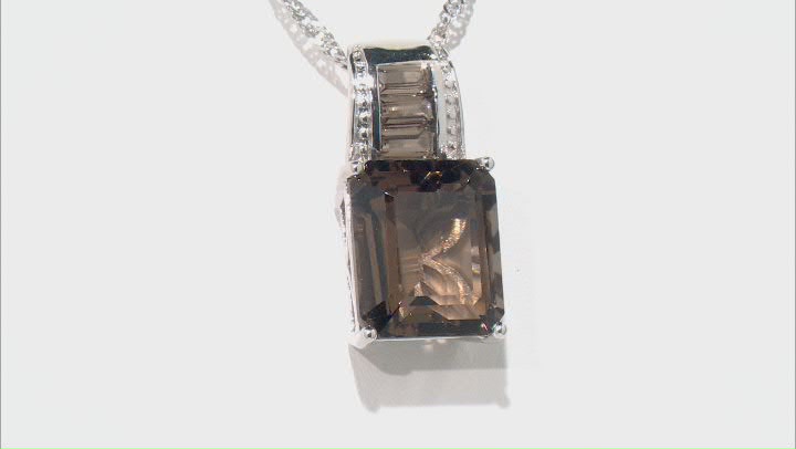 Brown Smoky Quartz Rhodium Over Silver Pendant with Chain 6.33ctw Video Thumbnail