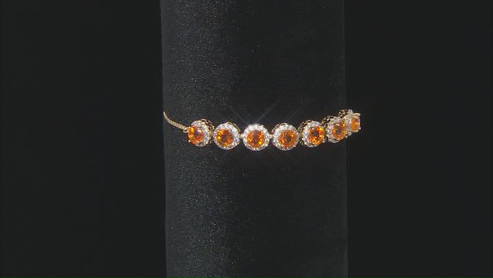 Orange Mexican Fire Opal 18k Yellow Gold Over Sterling Silver Bolo Bracelet 3.43ctw Video Thumbnail