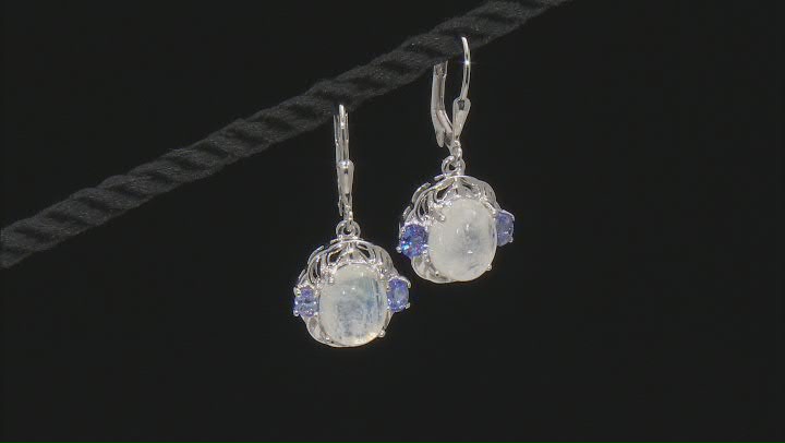 White Rainbow Moonstone Rhodium Over Sterling Silver Earrings 0.72ctw Video Thumbnail