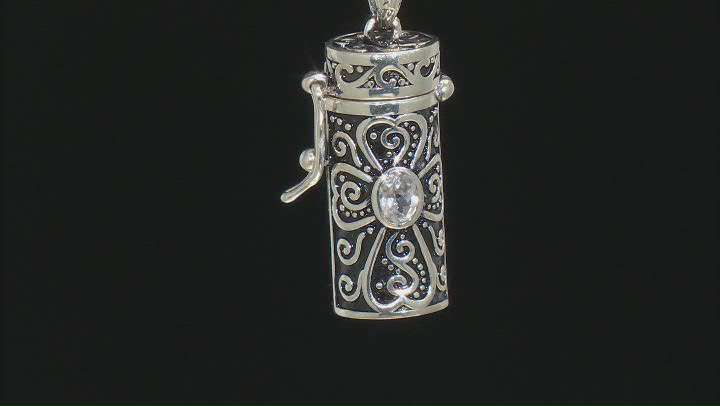 White Zircon Sterling Silver Prayer Box Necklace 2.22ctw Video Thumbnail