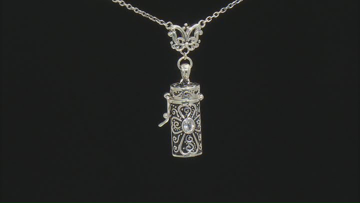 White Zircon Sterling Silver Prayer Box Necklace 2.22ctw Video Thumbnail