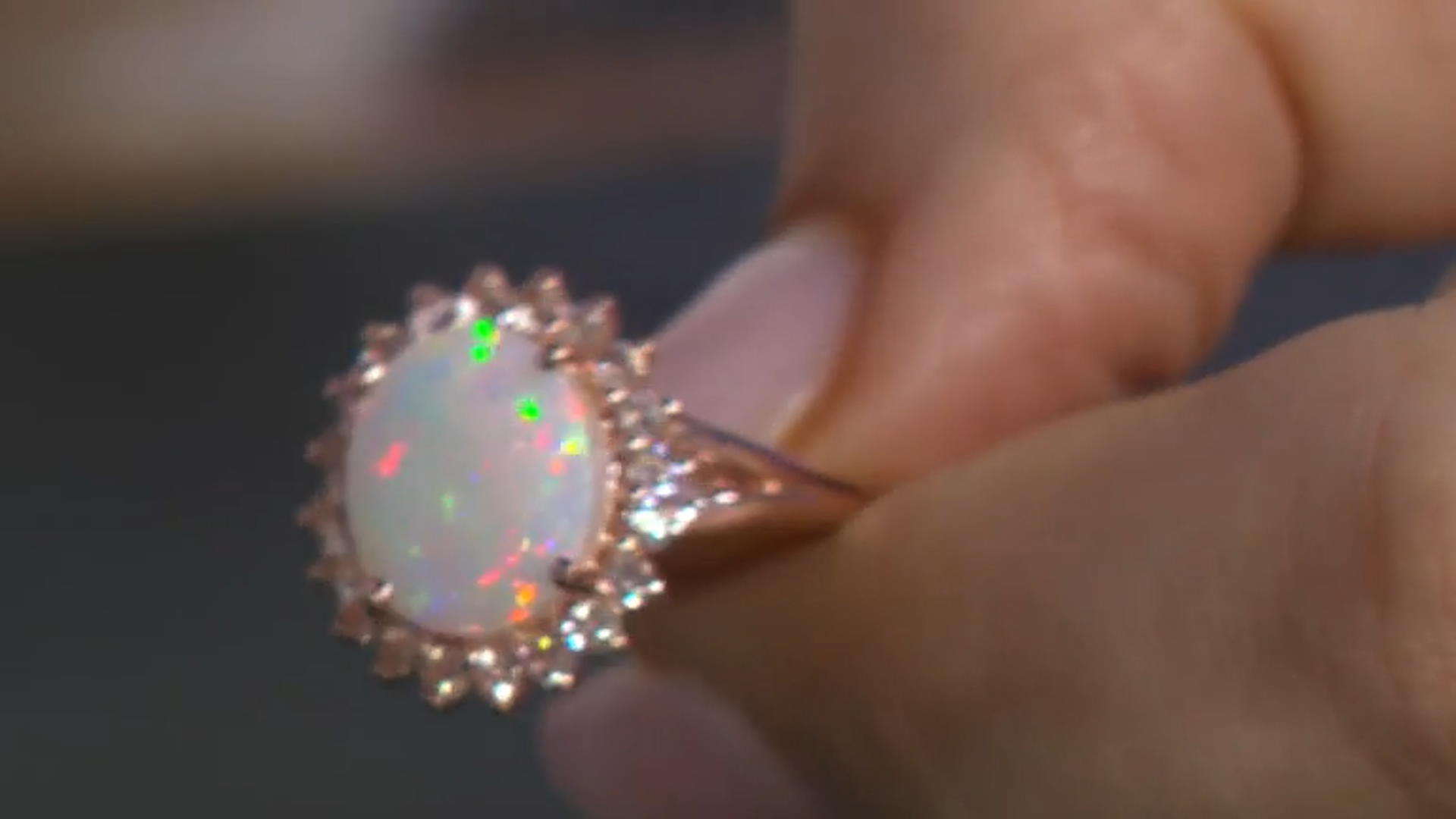 Multi-Color Ethiopian Opal 18k Rose Gold Over Sterling Silver Halo Ring 2.89ctw Video Thumbnail